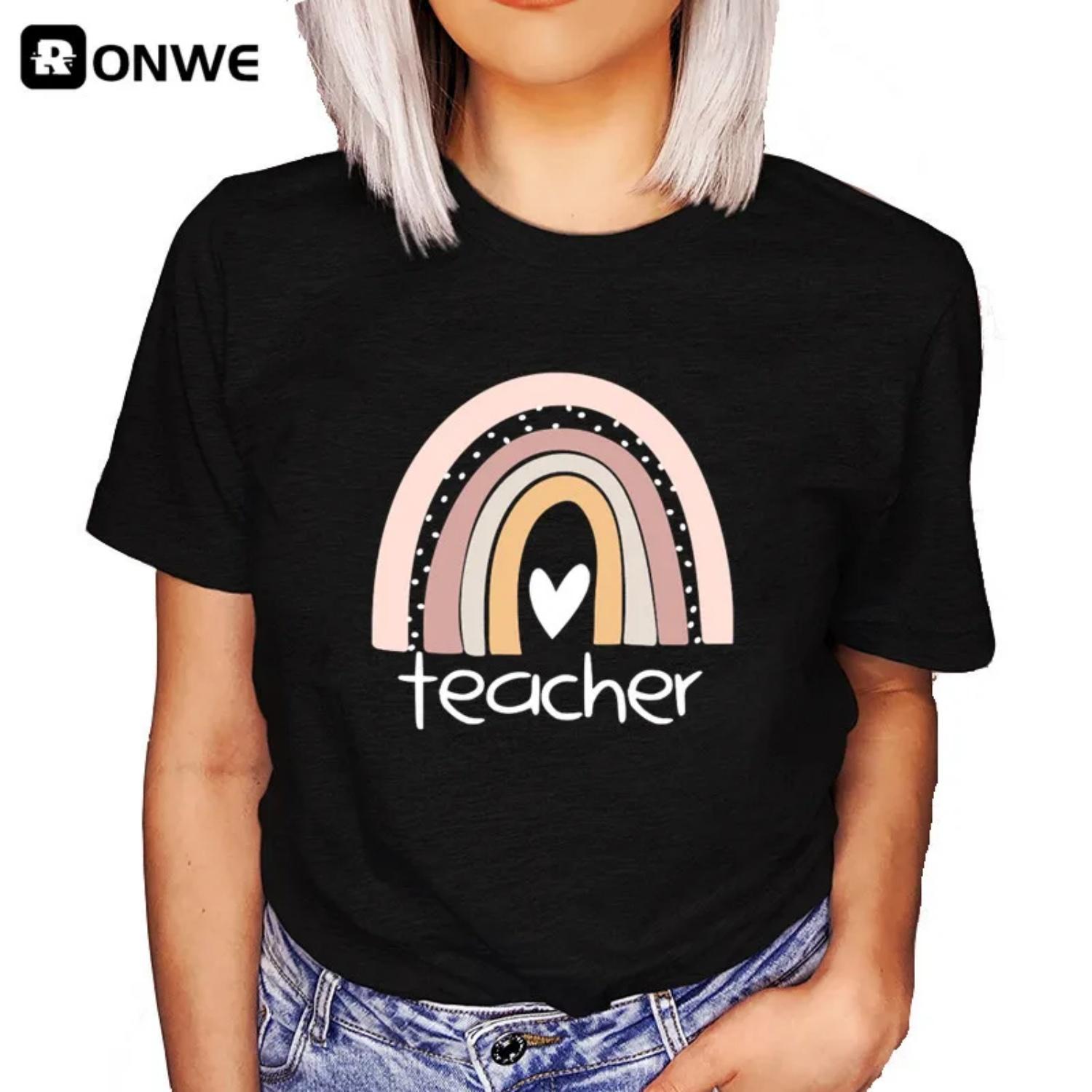 

Teacher Rainbow Women Black T shirt Summer Girl Black Harajuku 90s Clothes Female Tops Tee,Drop Ship S чёрный
