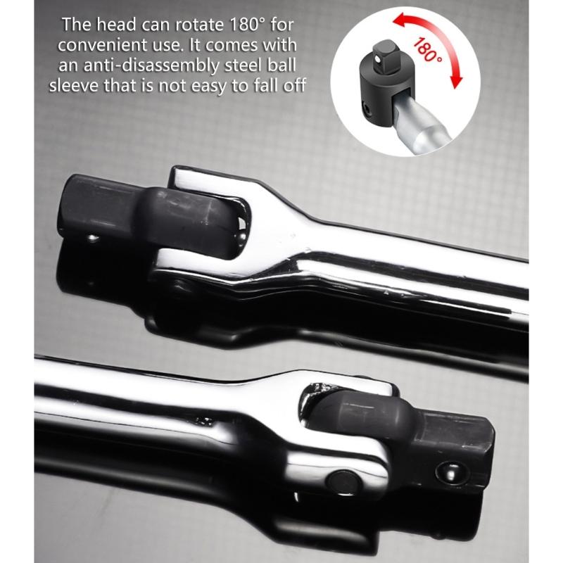 Heavy Duty 1/2Inch Joint Handle Flexible Head Socket Wrench with 180 Degree Rotation and Ergonomic Grip Breaker Bar Tool
