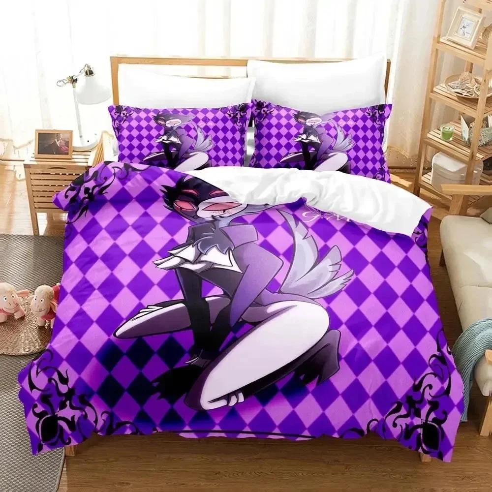 3D Print Anime Stolas Helluva Hazbin Hotels Boss Printed Bed Set Duvet Cover Bedding Set Bed Linen Sheet Quilt Cover Queen Size