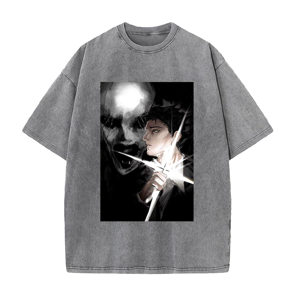 

Trendy Anime Jujutsu Kaisen T Shirt Hiromi Higuruma Washed Oversized T-shirt Summer Short Sleeve Cotton Tees Tops Men Clothing XXL сірий колір