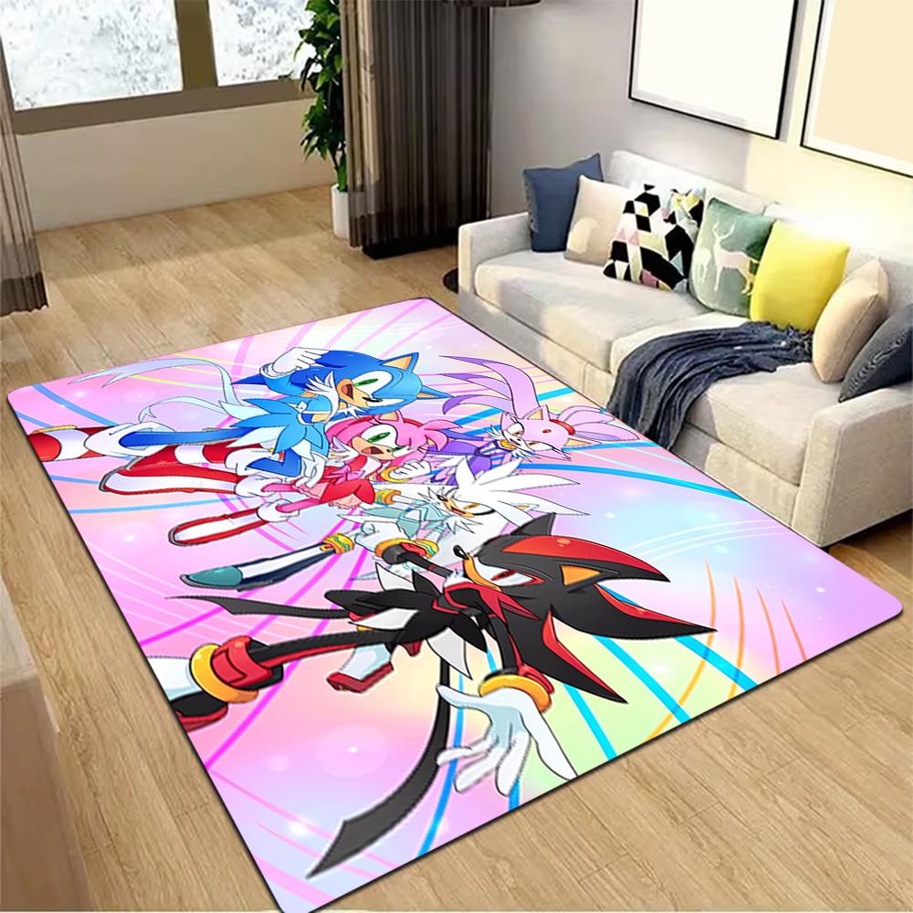 Sonic The Hedgehog Figures Set Decoration,Carpet,Living Room,Bedroom, Non-slip,Square rug