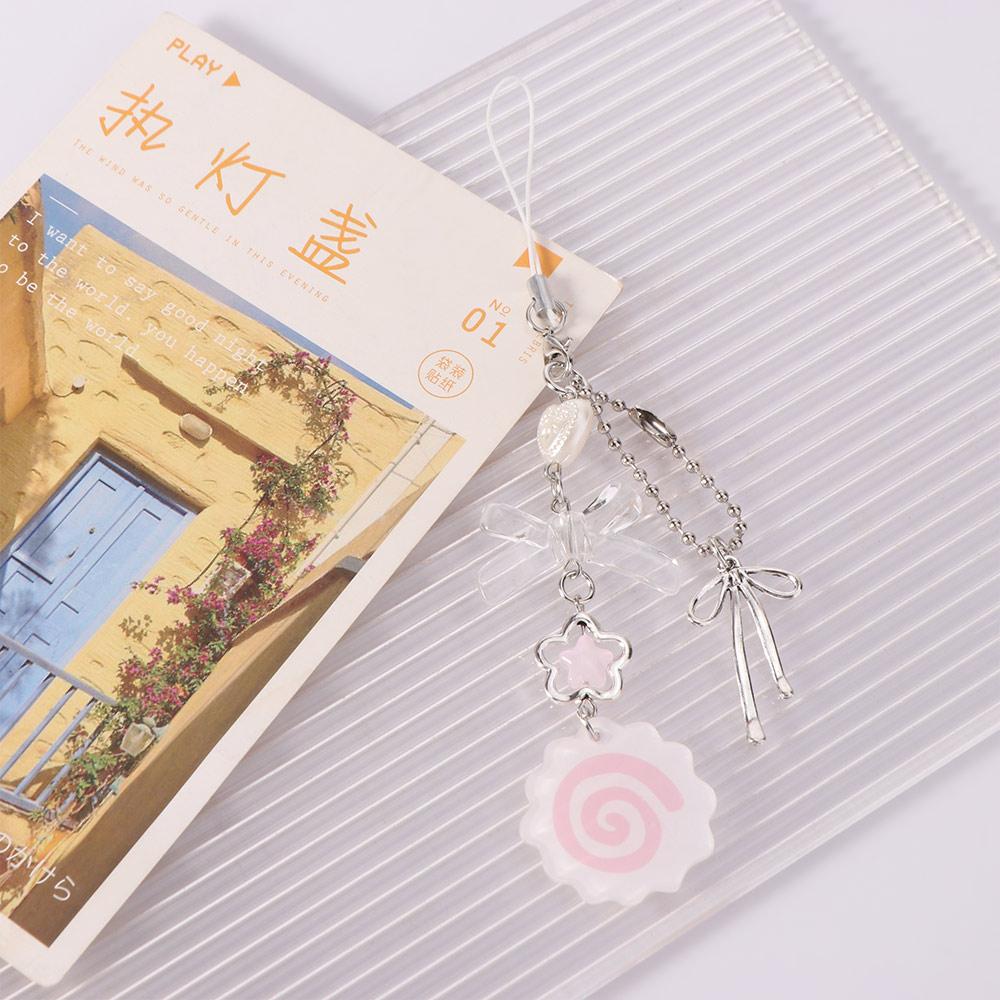 Pink Color Punk Keychain Lanyard Kawaii Style Fish Cake Keyring Harajuku Bag Pendant  Daily Use