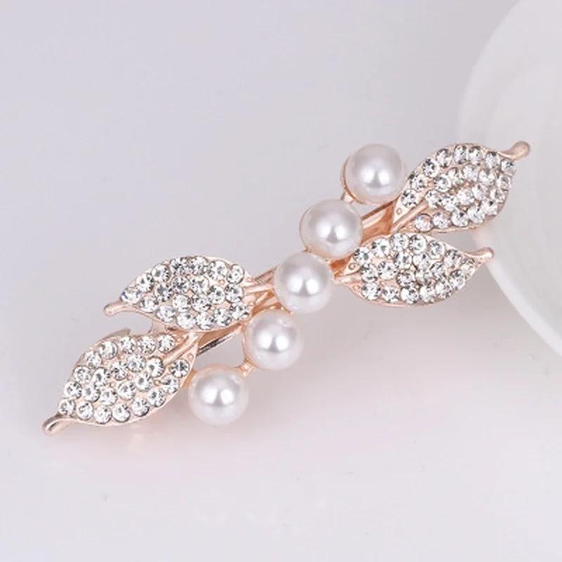 Womens Colorful Flowers Gentle Pearl Flower Hairpin Hair Accessories Womens Fashion Rhinestone Hairpin Headdress Gift