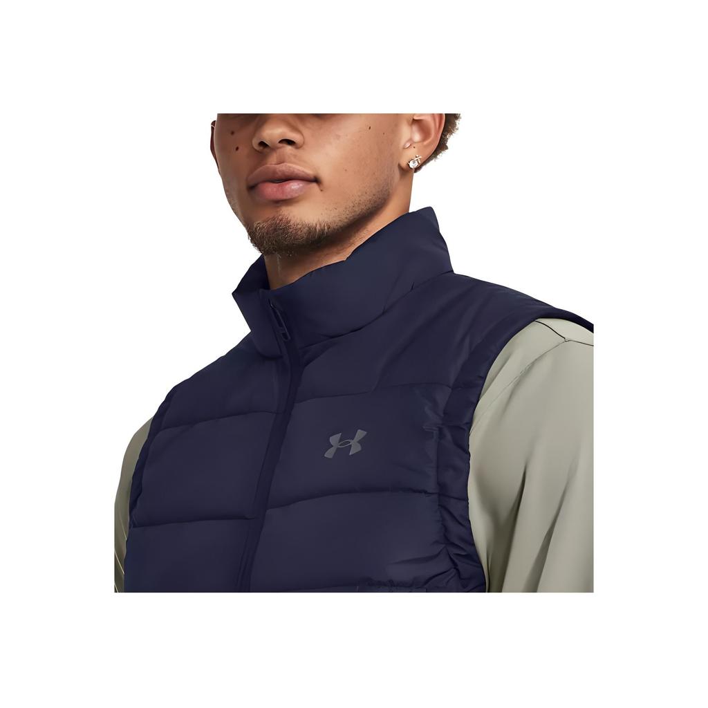 Under Armour Solid Color Stand Collar Zip Pocket Vest Men Vests Navy 1378497-410