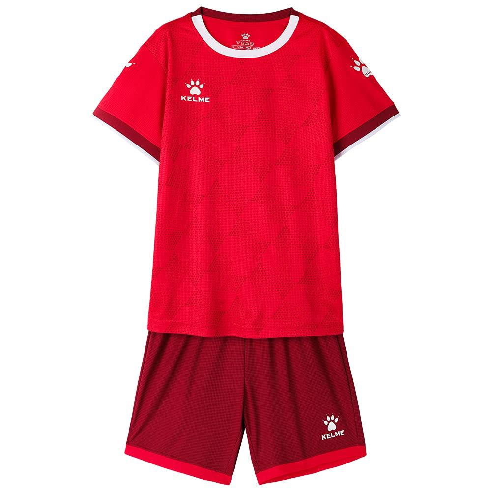 

Kelme Boys Soccer Uniform, Kids T-Shirt and Pants Set, Soccer/Futsal Wear (Red, Size 160cm)