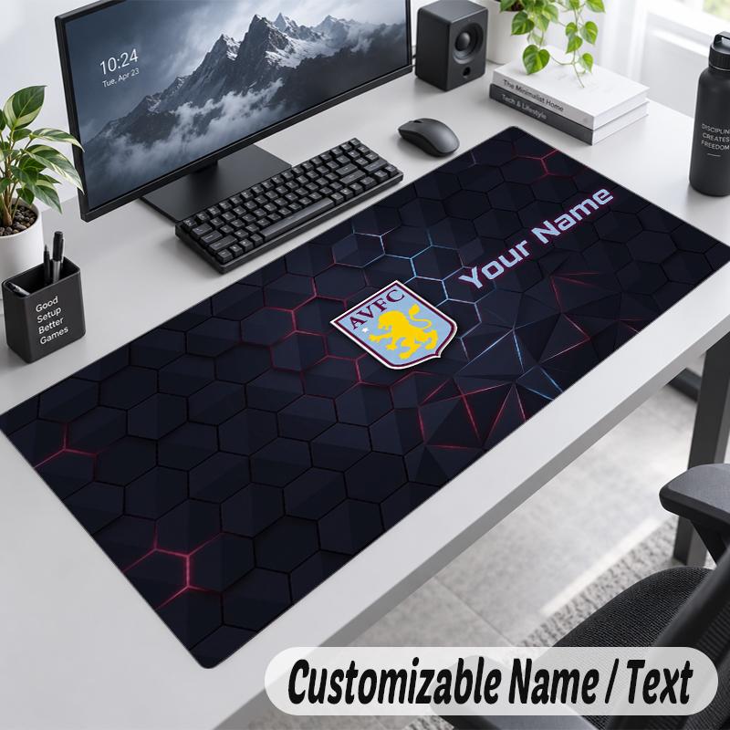 Custom Name Text Mouse Pad Aston Villa Personalized Desk Pad For Work And Gaming