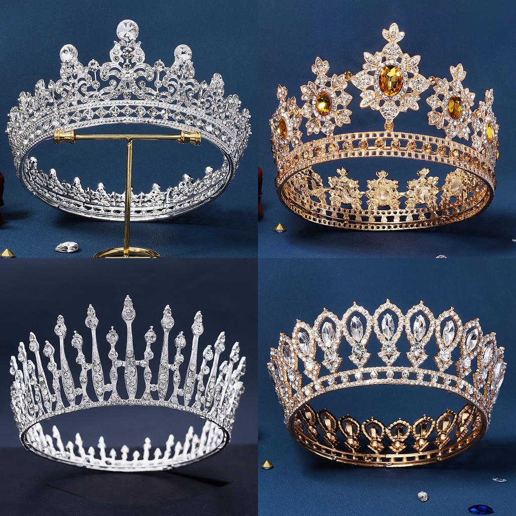 Halloween Party Fairytale Kingdom Happy Wedding Retro Color Crystal Rhinestone Tiaras Coronas Bride Wedding Crown for Bride