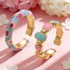 2Pcs Enamel Cute Drip Oil Irregular Open Rings for Women Girls Niche Geometric Chic Finger Ring Set Romantic Jewelry Accessories