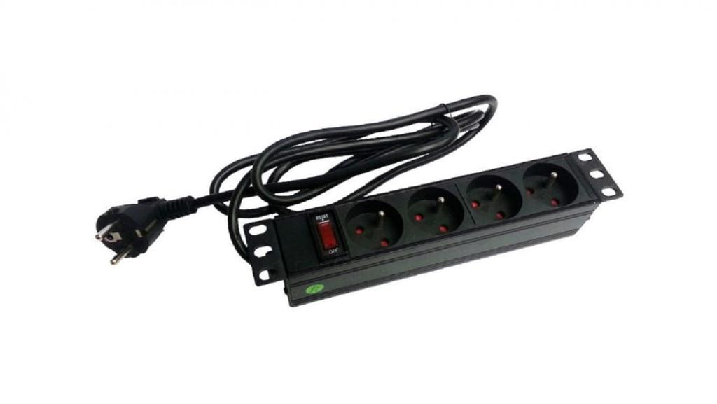 Listwa Zasilająca Rack 10 Cali Pdu Gniazdo 4 X Cee 7/5 Wtyk Cee 7/7