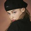 Retro Label Beret Black