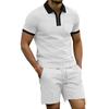 Men's Color Block Summer Polo & Shorts Set