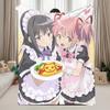 Puella Magi Madoka Magica Maid Flannel Blanket, Anime Madoka Homura Soft Throw Blanket for Sofa Bed