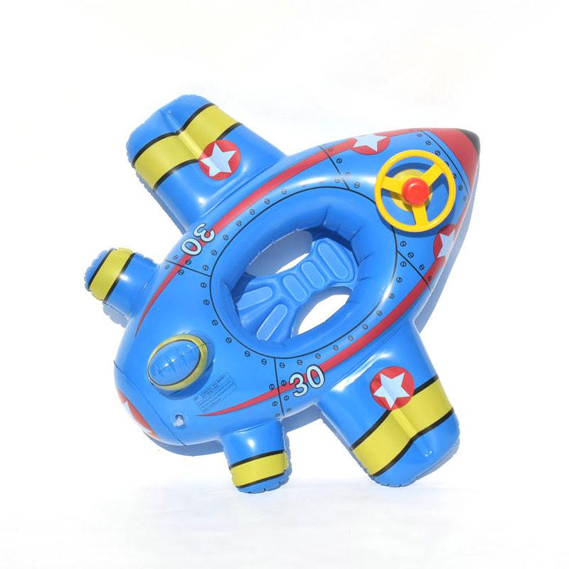 Children's Inflatable Plane Swim Ring With Reinforced Bottom Eco-friendly Pvc Material Printed Design