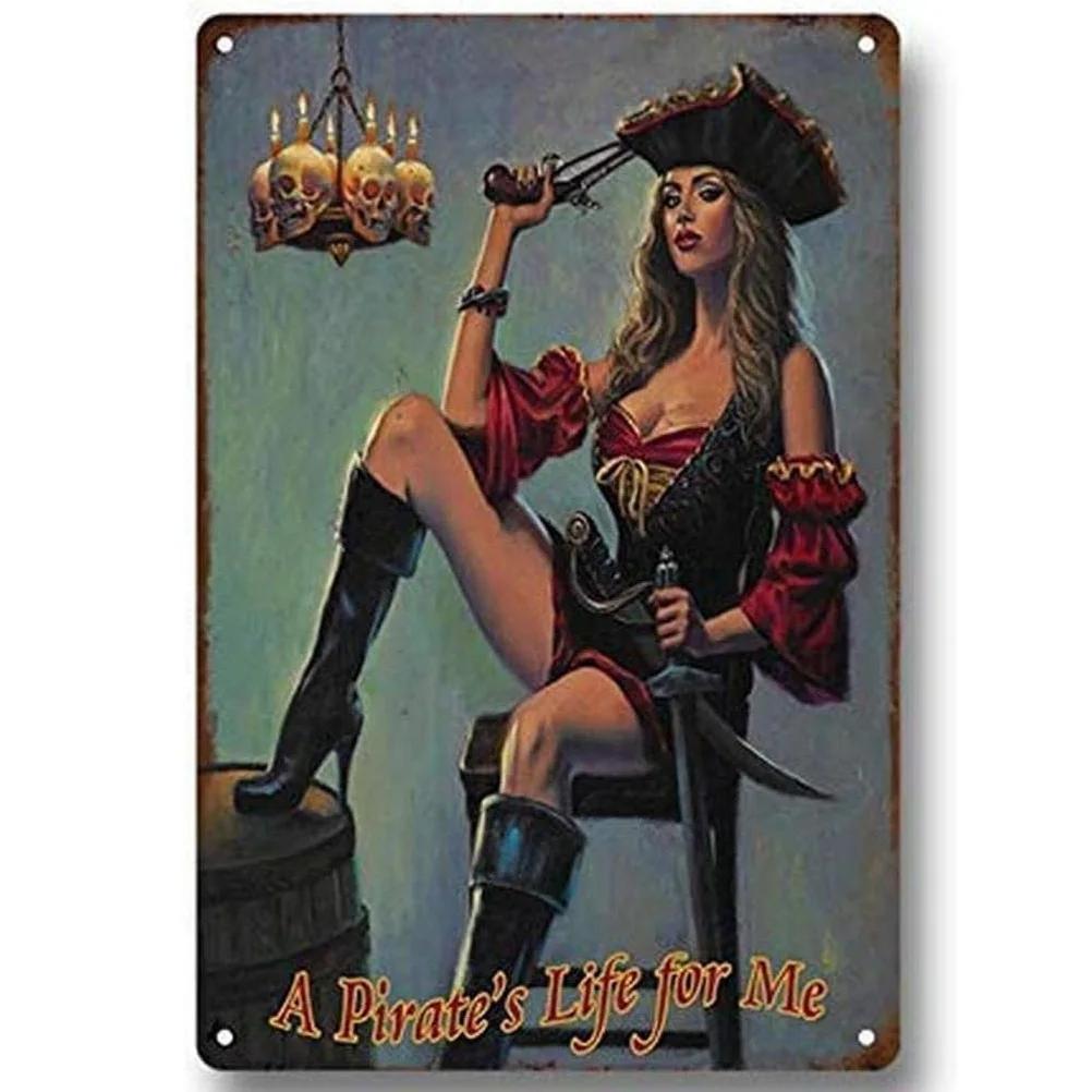 Pinup Girl Metal Tin Signs Plaque Wall Decoration Vintage Military Posters Iron Painting for Man Cave Home Cafe Garden Club B