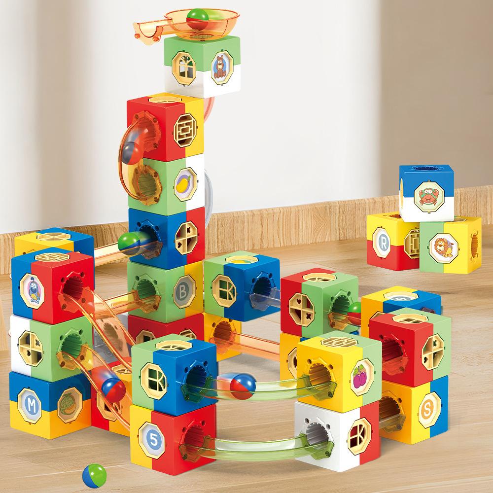 Bambini Fai da te Pista Blocchi da Costruzione Tubi Due in Uno Labirinto Tridimensionale 3D Blocco da Costruzione Palla Elettrica