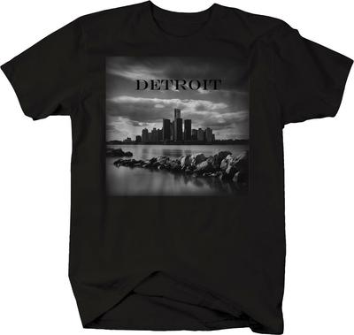Detroit City Skyline Motor Tech Center Rock City T-shirts unisexes