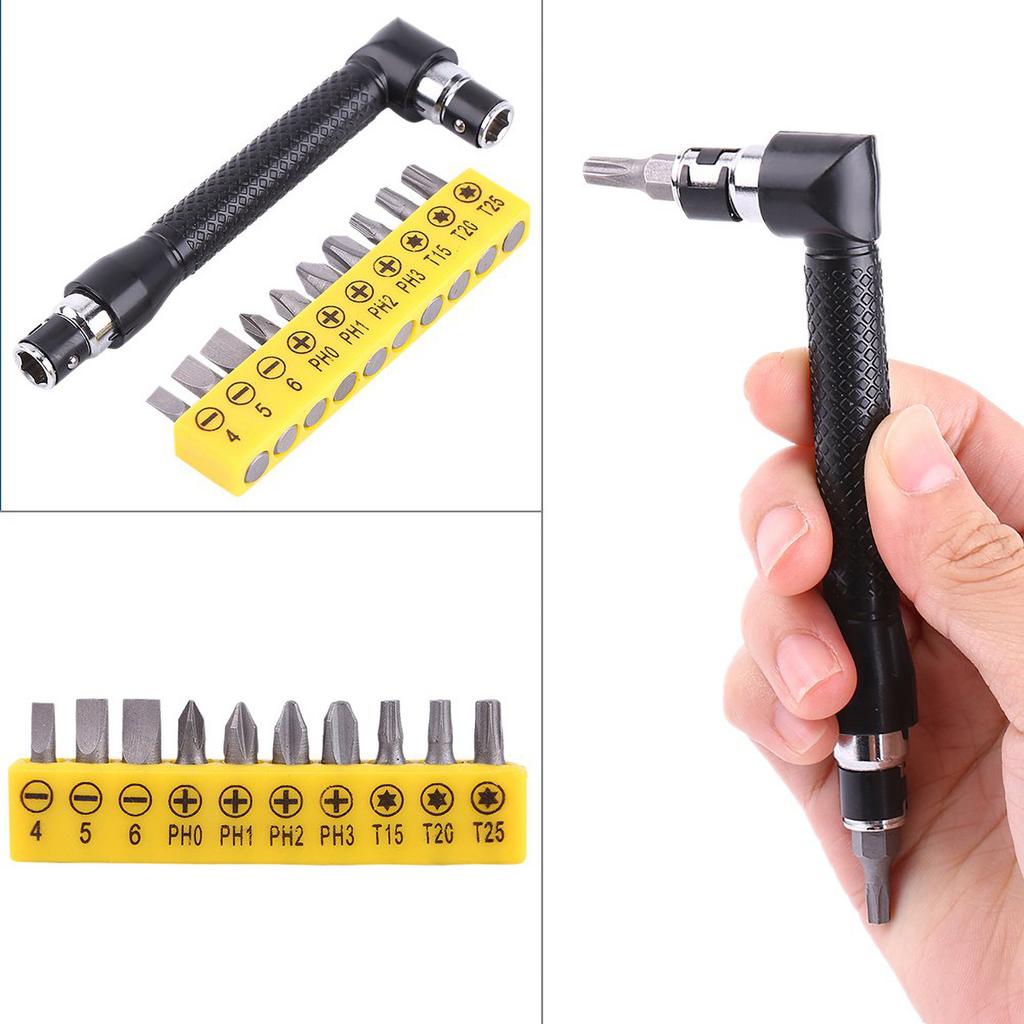 1/4 Wrench Wrench Driver L Shape 1/4 Inch Hex Socket Wrench Double  with Various Screwdriver Bits Hand Tool L Shaped Wrench