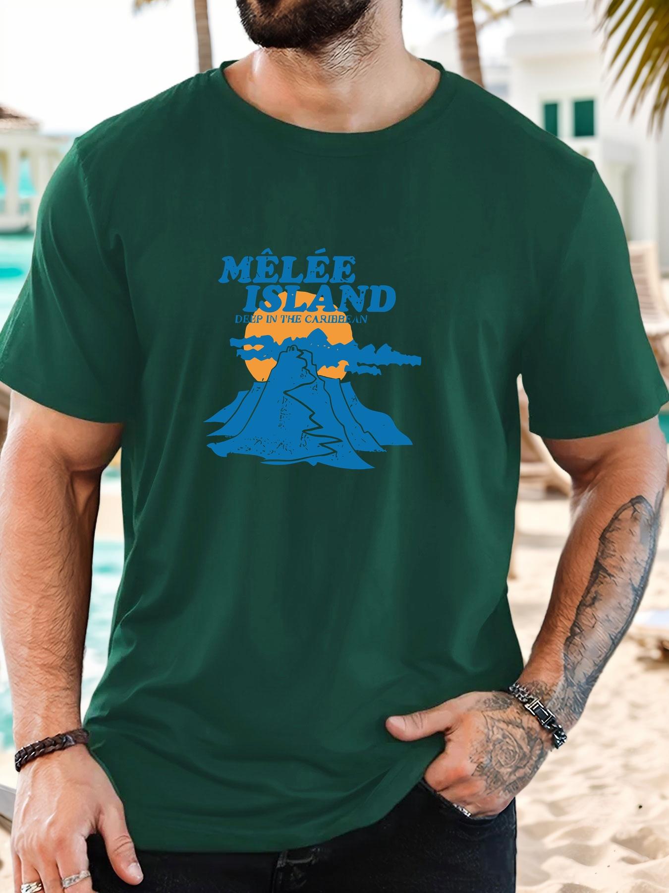 

T-shirt Men s 100% Cotton Island Printed Summer Round Neck Oversized Tee Casual Breathable High Quality Short Sleeve Top for Men 3XL