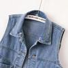 Damen Slim Denim Weste, Vielseitige Ärmellose Jacke mit Revers für Frühling/Herbst 2025