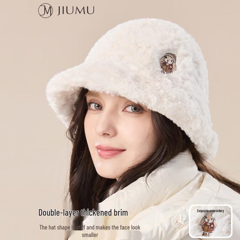 JIUMU Women s Warm Faux Fur Bucket Hat One Size