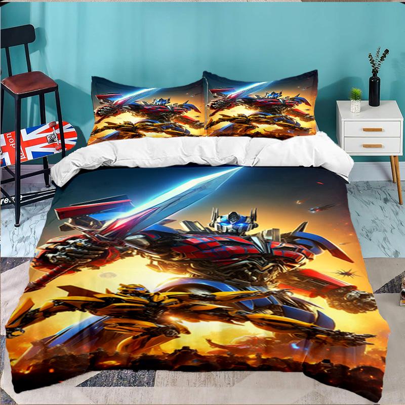 Car robots Battle 3PCS Bedding set,Ideal for 1pc Duvet Cover And 2pcs Pillowcases Perfect for Fan gift,Ideal for Bedroom, Dormitory
