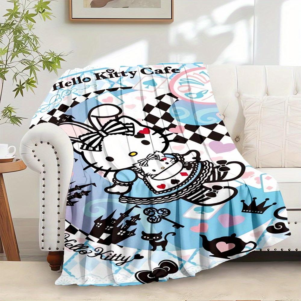 

1pc Hello Kitty, Cafe, WonderlandDigital Print Fleece Blanket - Contemporary Style, Suitable for All Seasons, Perfect for Home, Travel, or C 130x150cm