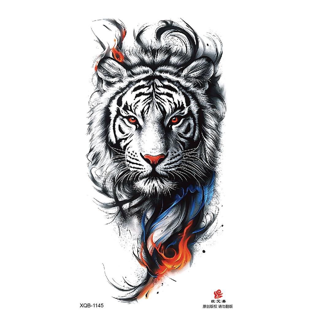 2026 Nuovo Tatuaggio Temporaneo Impermeabile Adesivo Fuoco Foresta Leone Lupo Tigre Flash Tatuaggi Uomo Corona Corpo Braccio Finto Tatuaggio