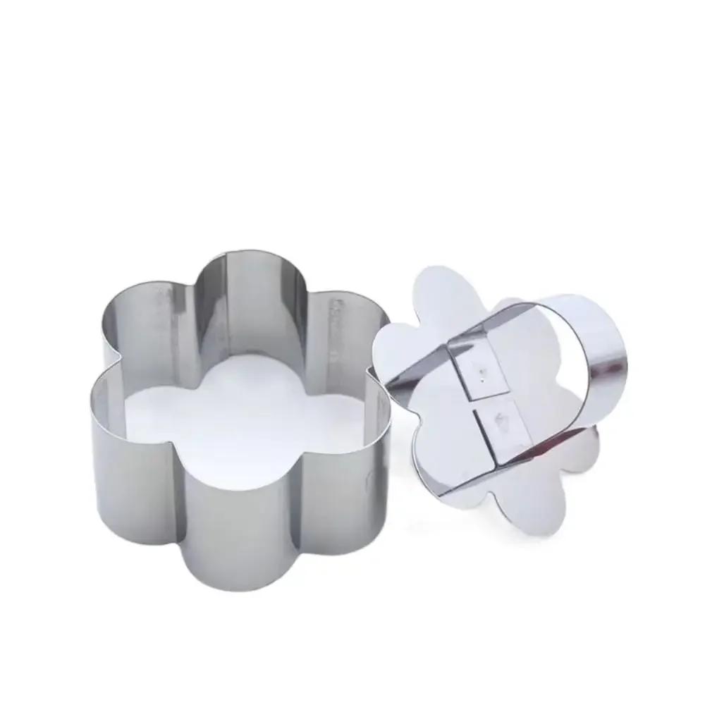 

Форма для торта «Кольцо для мусса» из нержавеющей стали с толкающей пластиной, круглая квадратная форма для торта в форме цветка и сердца, инструменты для выпечки кондитерских изделий