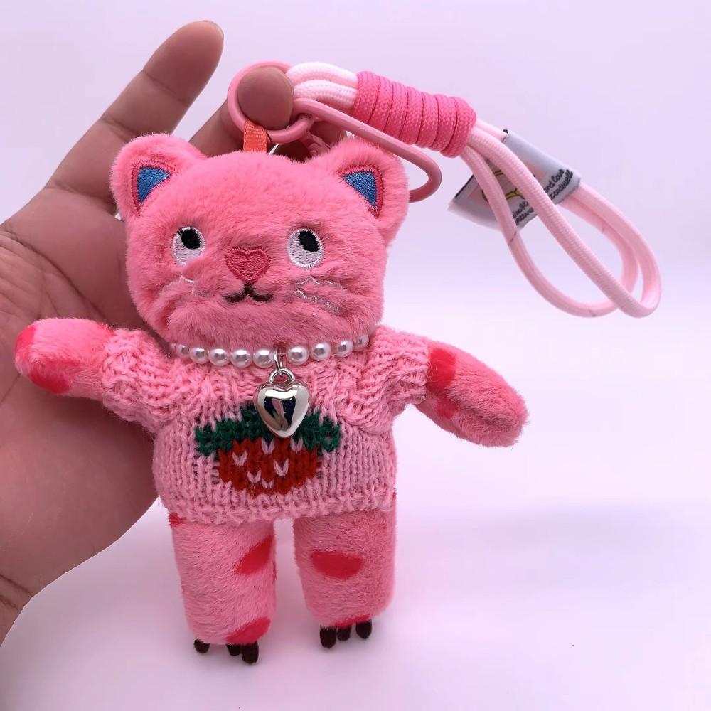 15cm Kawaii Katze Plüsch Schlüsselanhänger Rosa Katze Plüsch Anhänger Tiere Puppe Schlüsselanhänger Auto Schlüssel Dekorationen Puppen Mädchen Frauen Tasche Zubehör
