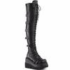 Womens Punk Edge Knee High Boots - Fashionable Platform Wedge Heel - Soft Round Toe Secure Lace-Up Design - Durable Chunky Sole