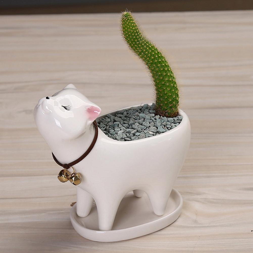 Ceramic Flower Pot Cartoon Animal Plant Flowerpot Balcony Desktop Decorations Cactus Succulent Planter Cute Cat Flowerpot