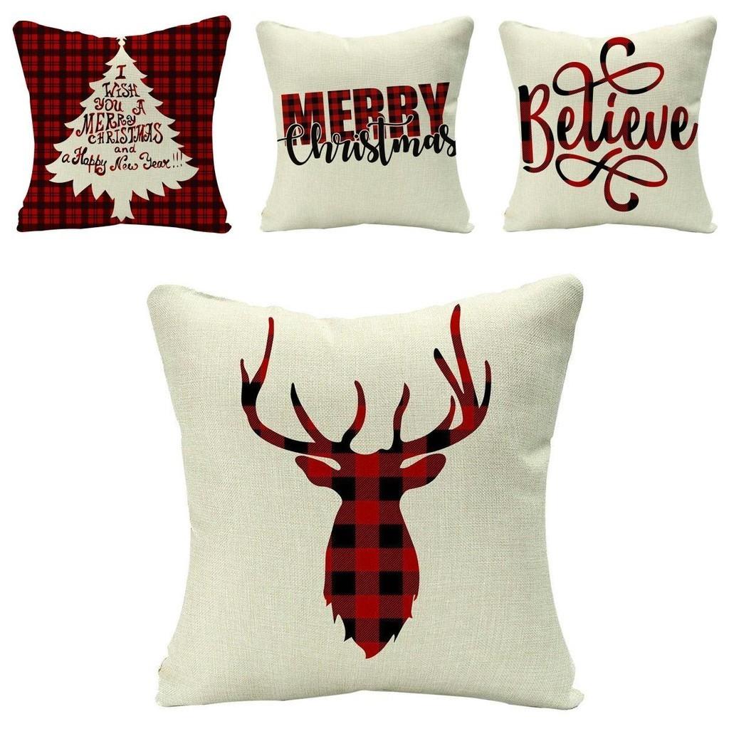Cozy Multicolor Christmas Cushion Cover Made Of Soft Eco-friendly Linen Material