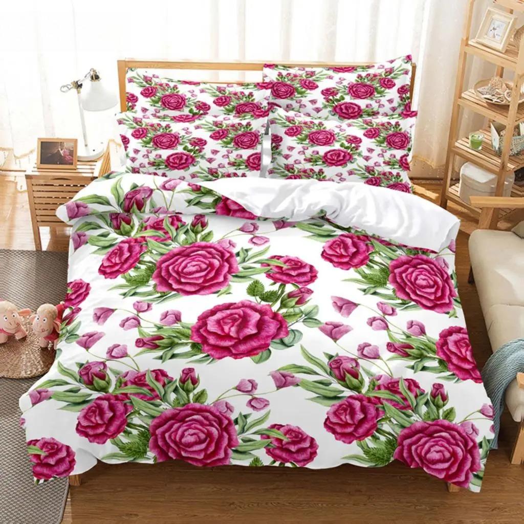 Flower Duvet Cover Bedding Set Quilt Case Linens King Queen Full Size 3D Print Pillowcase Single Twin Bed 240x220 260x240
