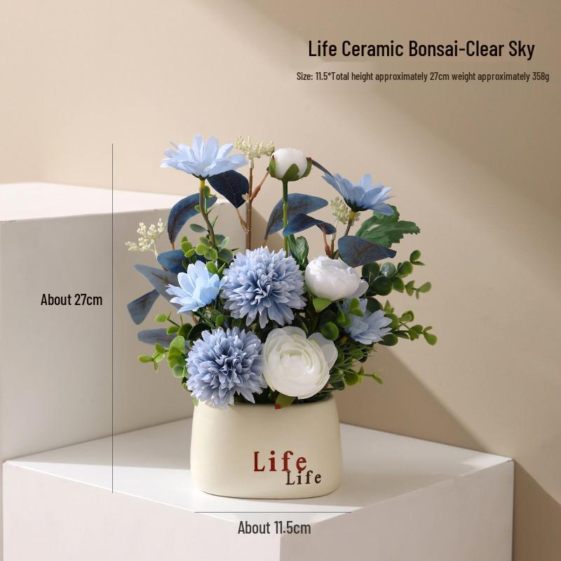 Yapay Çiçek Aranjmanları İçin Zarif Seramik Vazo - Oturma Odası veya Yemek Masası Dekorasyonu İçin Mükemmel