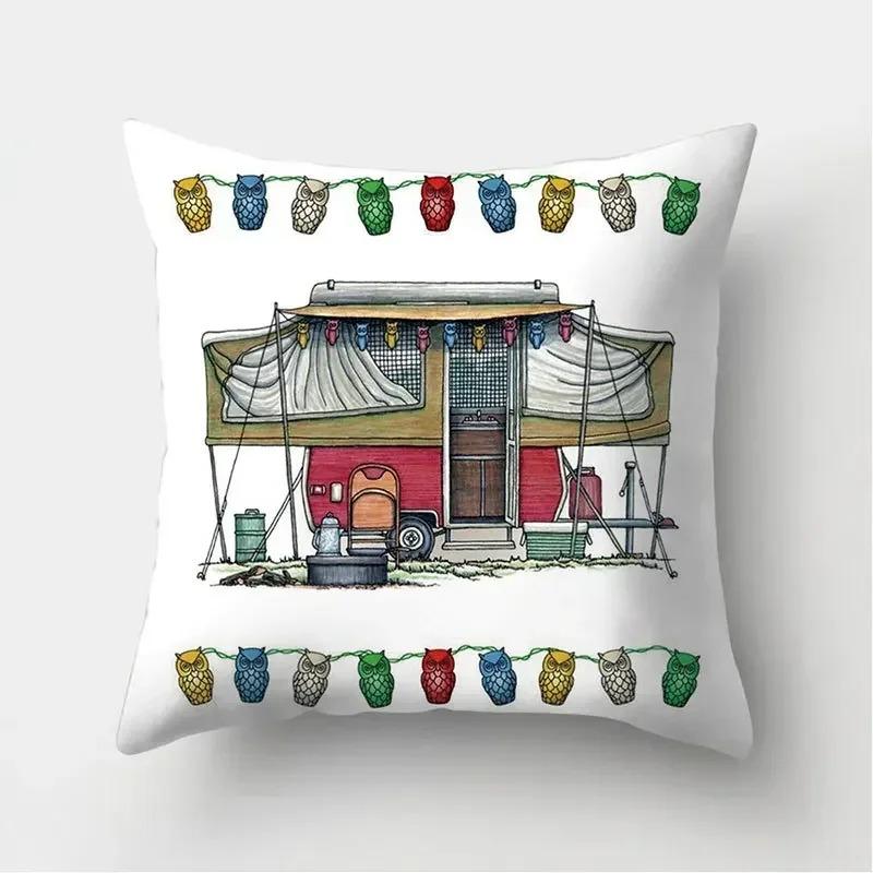 RV Pattern Home Decoration Living Room Decorative Pillowcases Decorative Pillowcases Cushion Covers Sofa Pillows