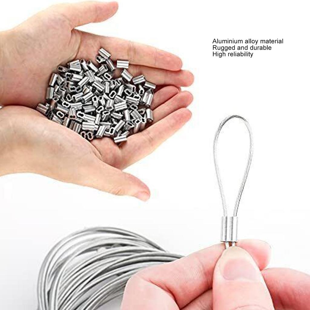 400pcs Fishing Line Connector Sleeves Double Hole Fixation Aluminum Crimping Loop Sleeve for Beauty Salon