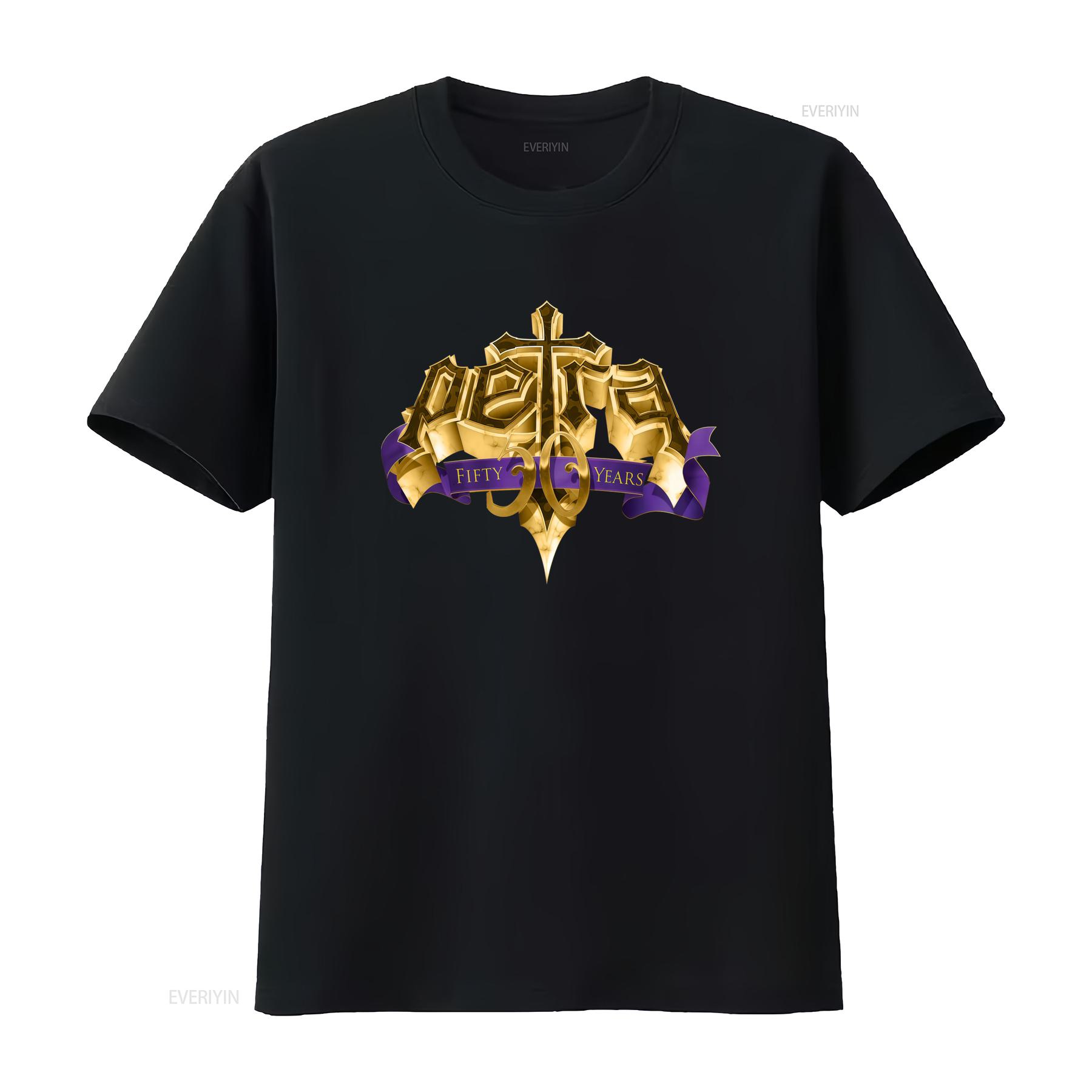 

2 SIDES 50th Anniversary Petra Band T Shirt Classic Black S 5XL Gold Cross Purple Ribbon Design U031 vintage Washed Unisex 4XL
