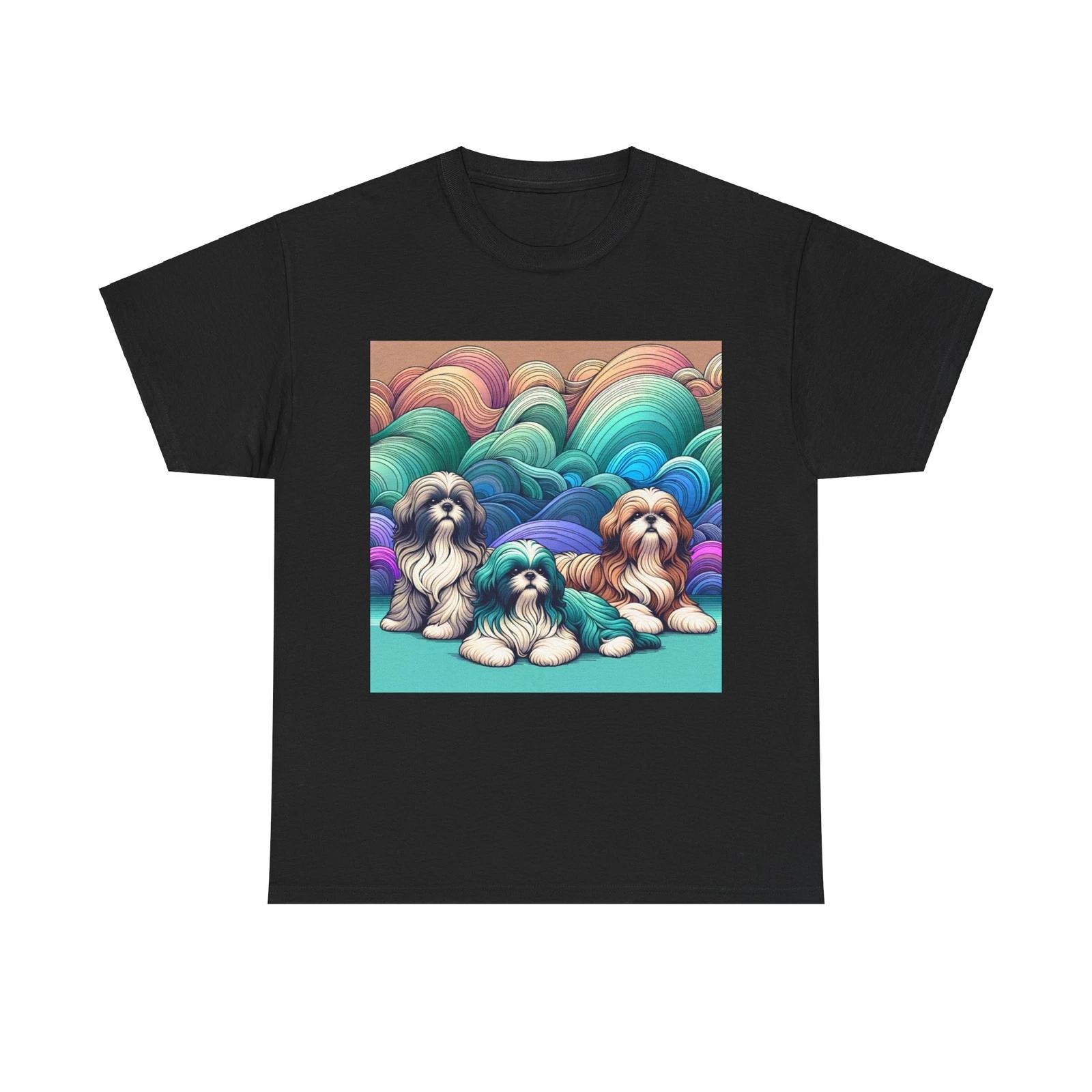 Unisex Adult T Shirt Ombre Shih Tzu Gradient Artwork Design XL