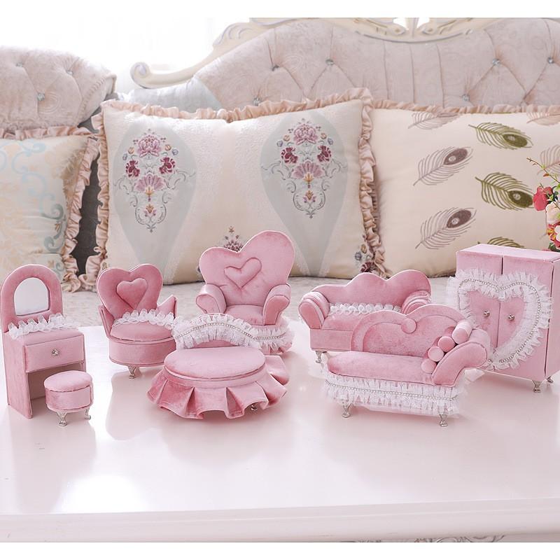 Luxury Velvet Jewelry Box With Rhinestone Lace Trim Pink Fabric Storage Case Necklaces Earrings