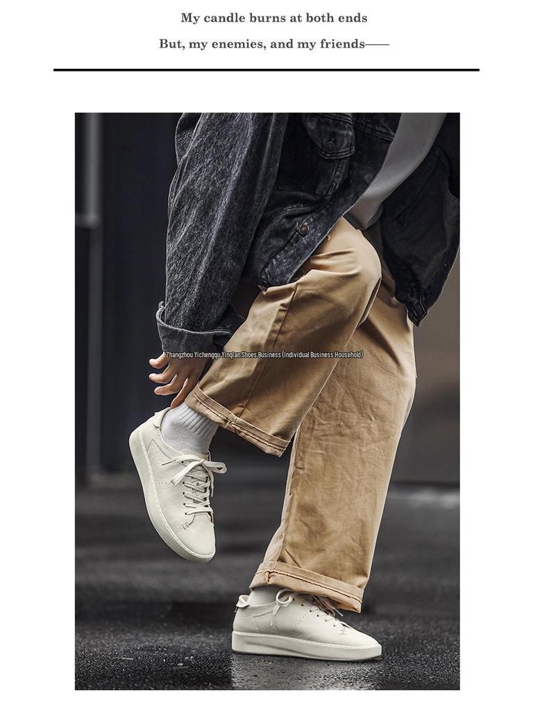 Herren 2025 Trend Lässige Atmungsaktive Weiße Sneaker aus Echtem Leder - High-End Pendelschuhe.