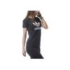 Adidas Originals Contrast Color Brand Logo Print American Vintage Shoulder Sleeve T-Shirt Women Tops Black AJ8084