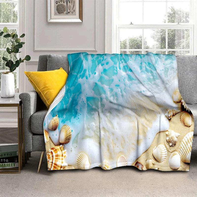 3D Starfish Beach 29 Style Shell Sea Star Sand Cartoon Blanket,Soft Throw Blanket for Home Bedroom Bed Sofa Picnic Office Cover