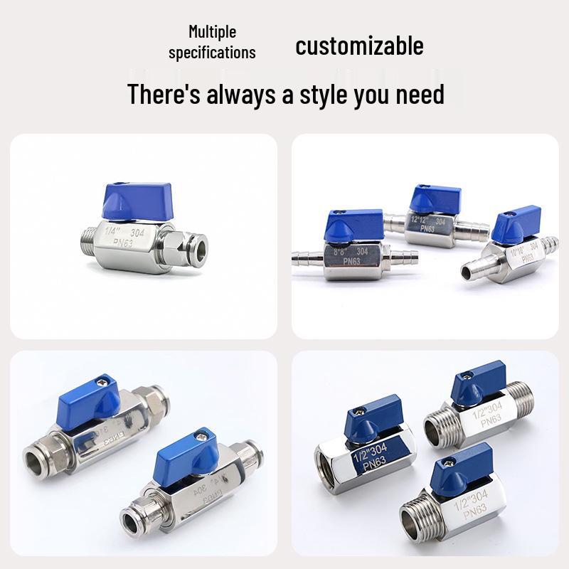 Xingteng Stainless Steel Mini Ball Valve with Internal/External Threads and Barb Connection
