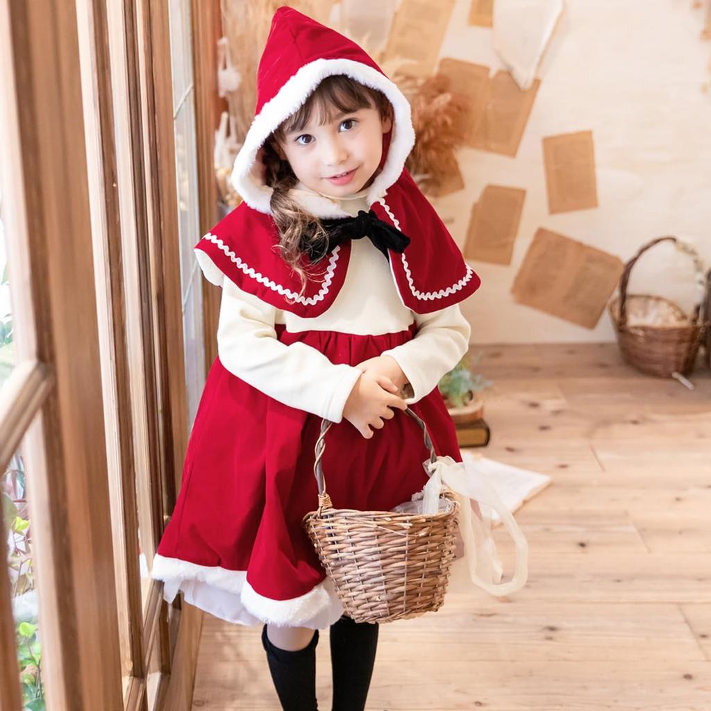 Santa Costume for Christmas Little Red Riding Hood Outfit for Santa Claus Santa Sizes E0427 [monoii] Kids, Cosplay, Girls, Dress, Outfit, 80, 90, 100,