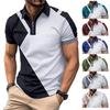 New Men's Lapel Fashion Slim Colour Blocking Men's T-shirt POLO Shirt Tops