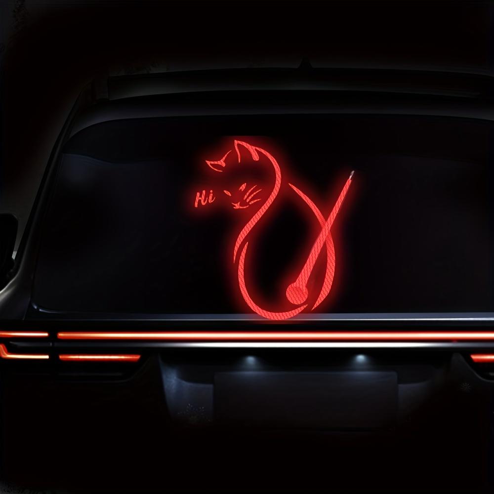 1 piece of car reflective cat wiper decal - waterproof vinyl cute kitten with pink broom luminous rear window sticker чёрный