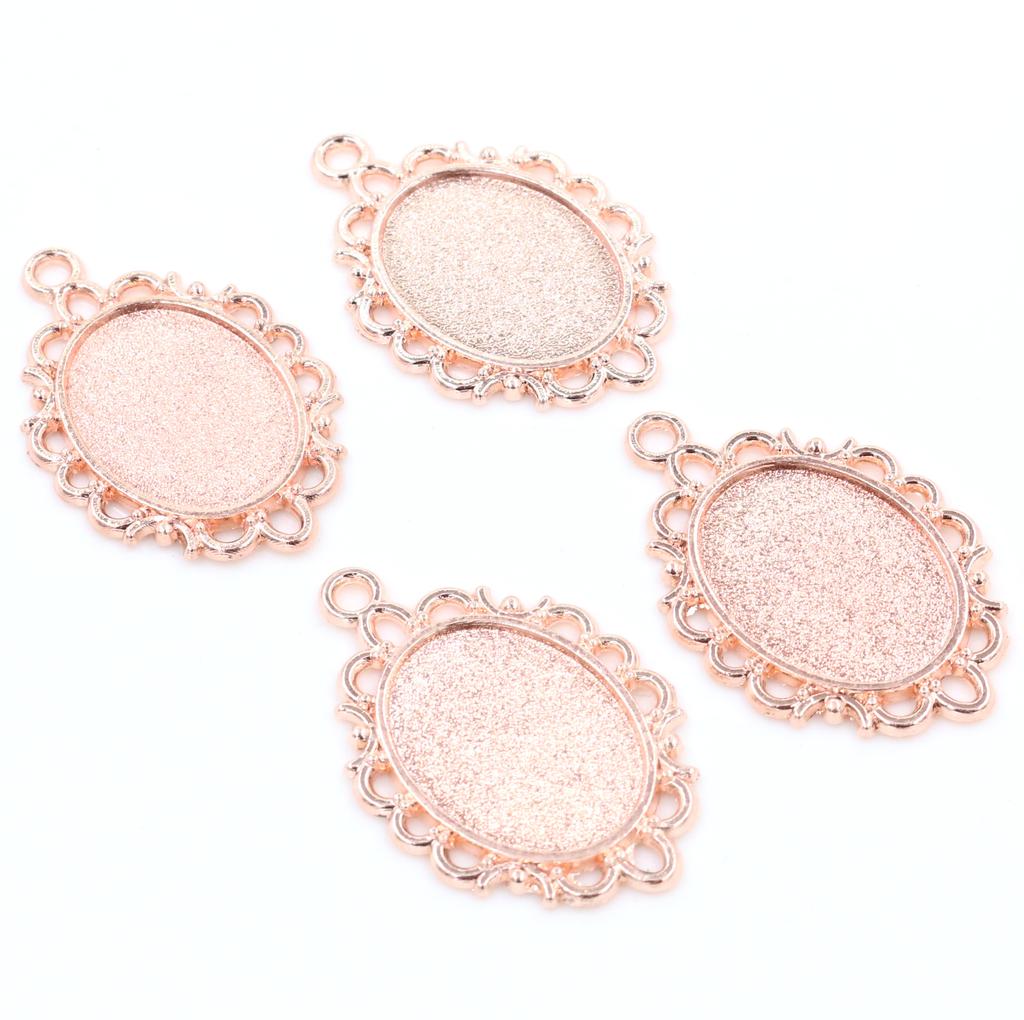 10 Stück 13x18mm Innengröße Einfacher ovaler Anhänger im Vintage-Stil Cameo Cabochon Rohling für Charms Anhänger Halskettenzubehör