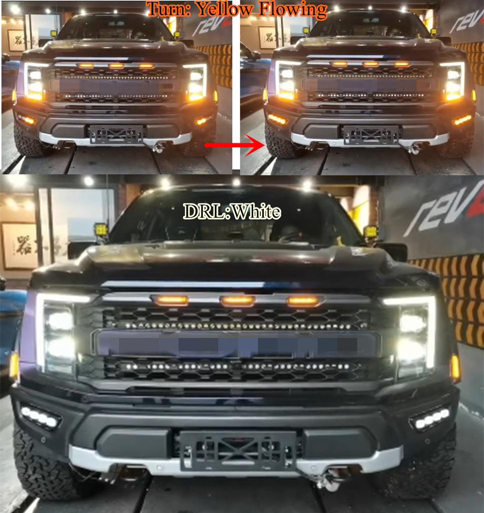 2× LED Daytime Running Lights Flowing Turn Signal Lamp For Ford F150 Raptor 2022