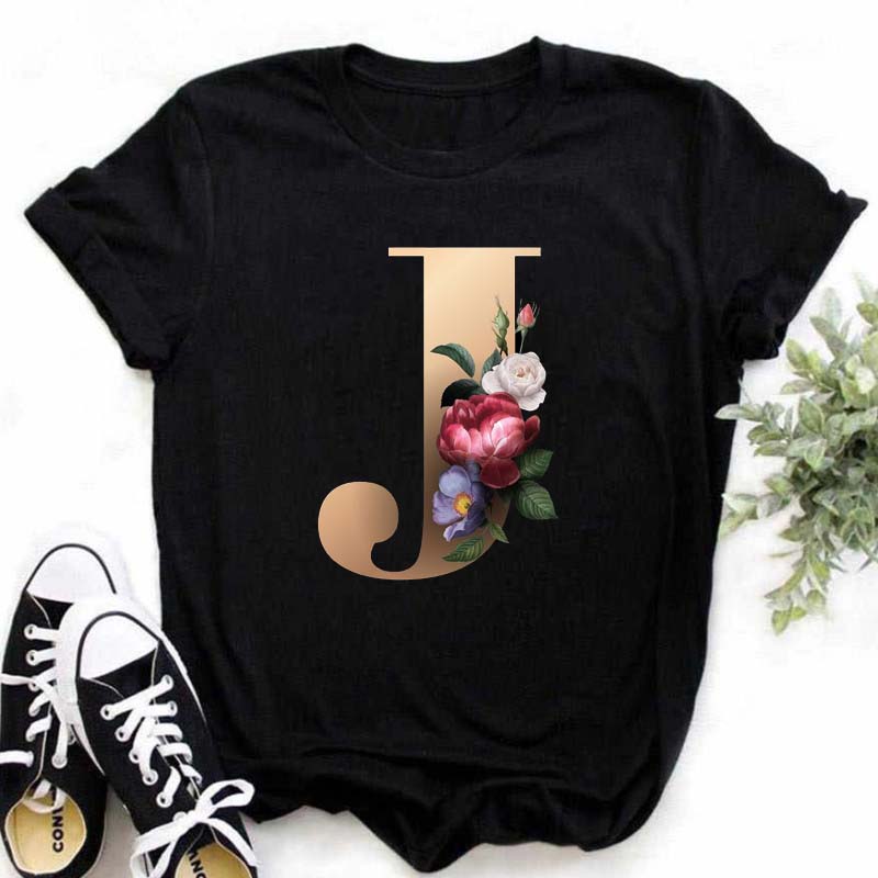 A B C D E English Alphabet  3D Print T Shirt Women New Summer Couples Lovers Harajuku Casual Black Tops Tshirts