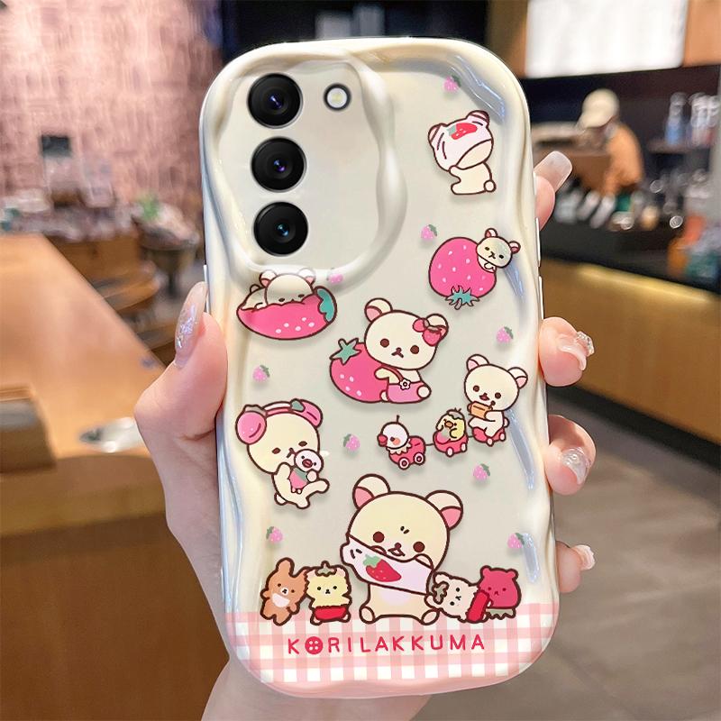 R-Rilakkuma Polka Dot Case for Samsung Galaxy S25 S24 S23 S22 S21 Ultra Plus S20 FE A73 A72 A71 A56 A55 A54 5G A52 A52S 4G Cover